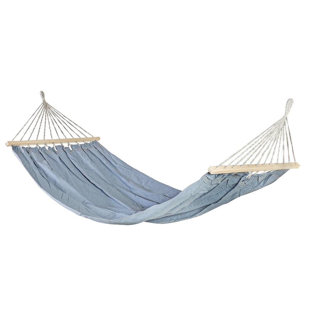 Riippumatto DENIM päätypuilla, puuvillaa, vaaleansininen