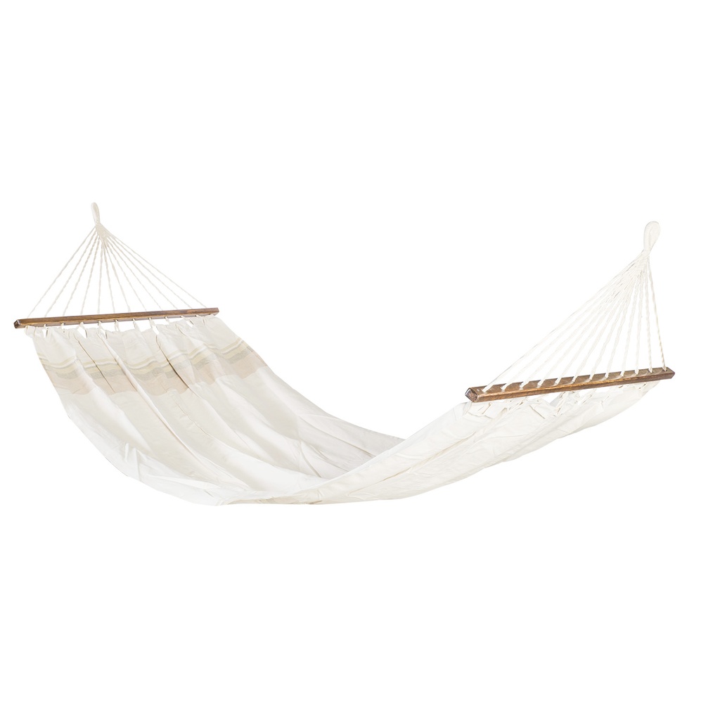 Riippumatto TIERRA päätypuilla, puuvillaa, valkoinen/beige