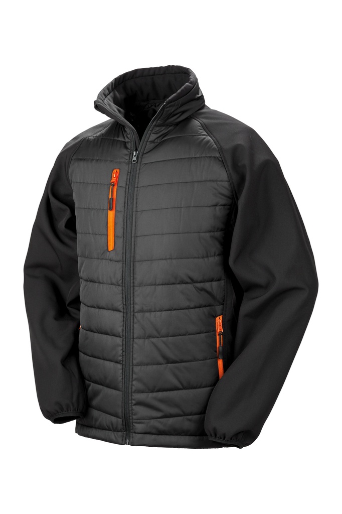 Result Unisex Compass topattu softshell-takki, musta/oranssi M