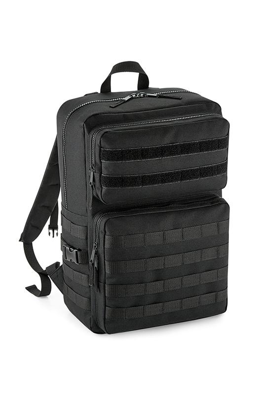 Bagbase Molle Tactical Reppu Dual velcro-panelilla, musta 25L