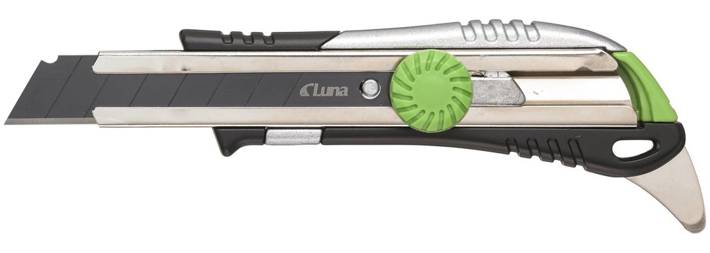 Luna Tools Katkoteräveitsi ABS-/sinkkirunko L18mm, mattokoukulla, Screw Lock