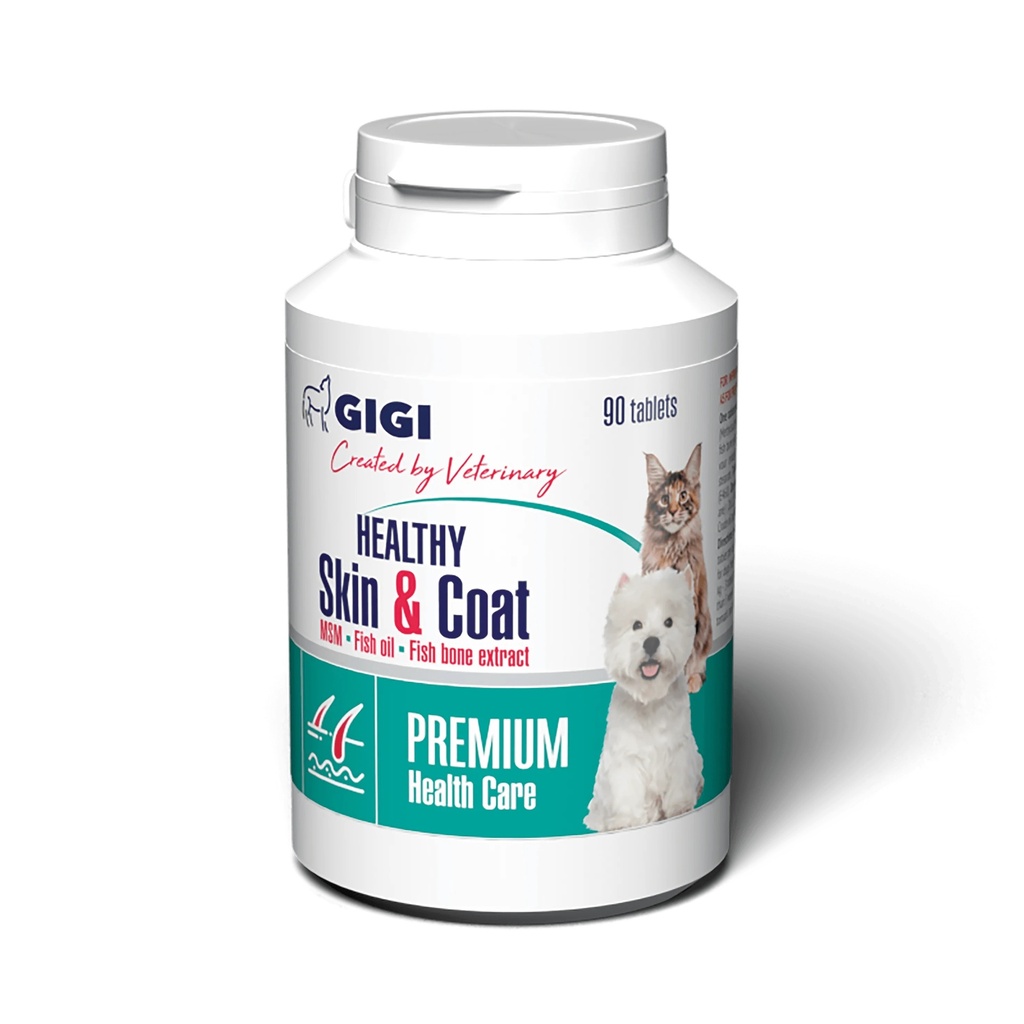 GIGI Healthy Skin &amp; Coat ihon ja turkin terveyteen kissalle ja koiralle 90 tablettia