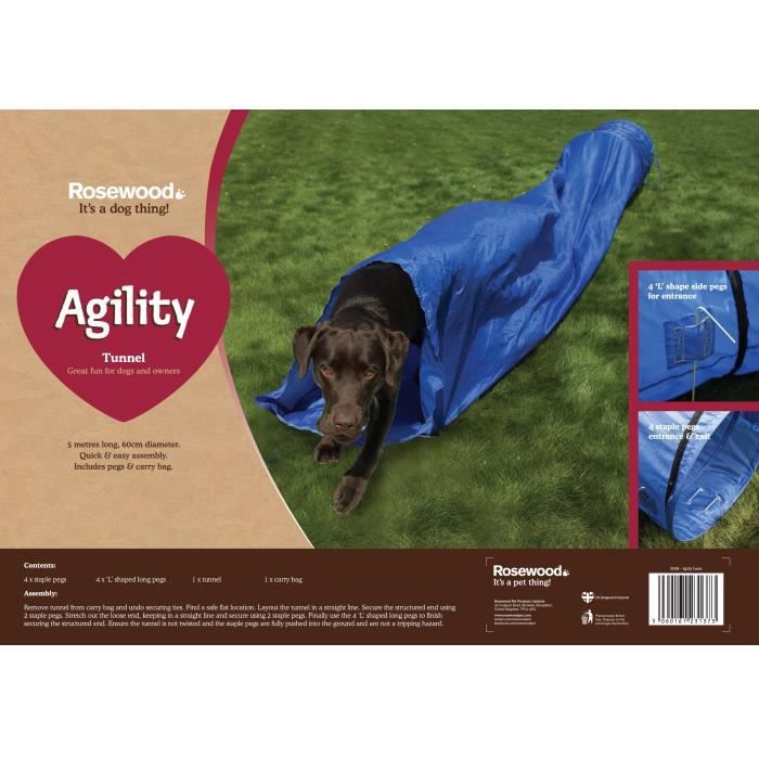 Rosewood Agility-tunneli/pussieste ø60cm 5m, sininen