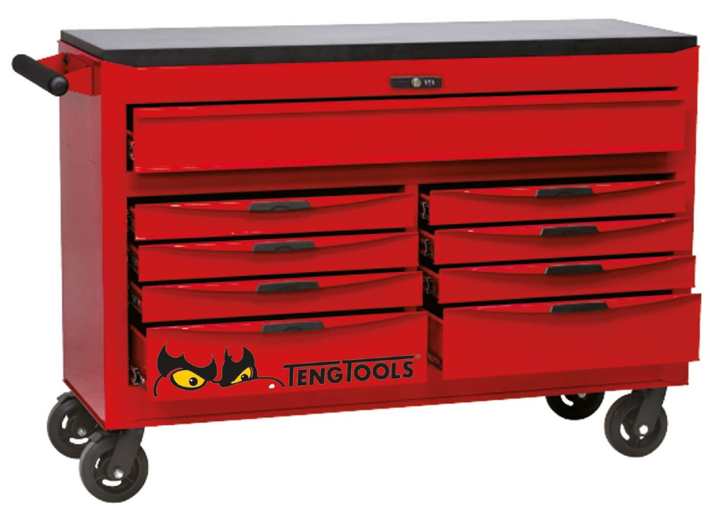 Teng Tools asennusvaunu 9ltk lukolla, puukansi TCW809N