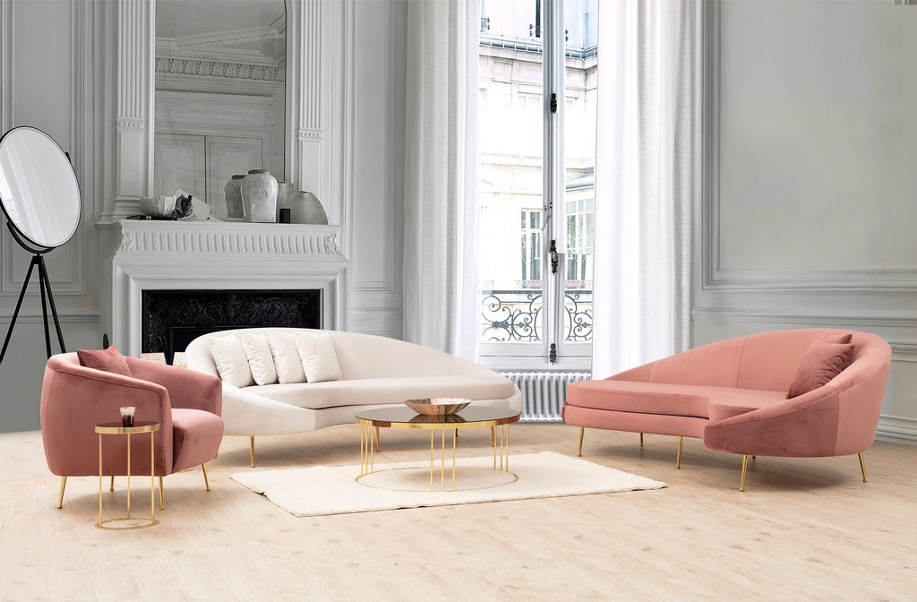 Chic Home Else 3-istuttava sohva, kaareva 255x120 cm L, roosa