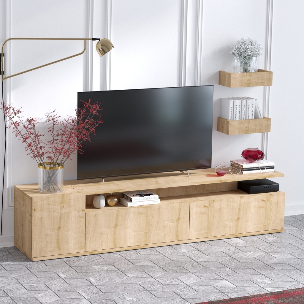 Chic Home Aada TV-taso 180 cm + 2 seinähyllyä, beige