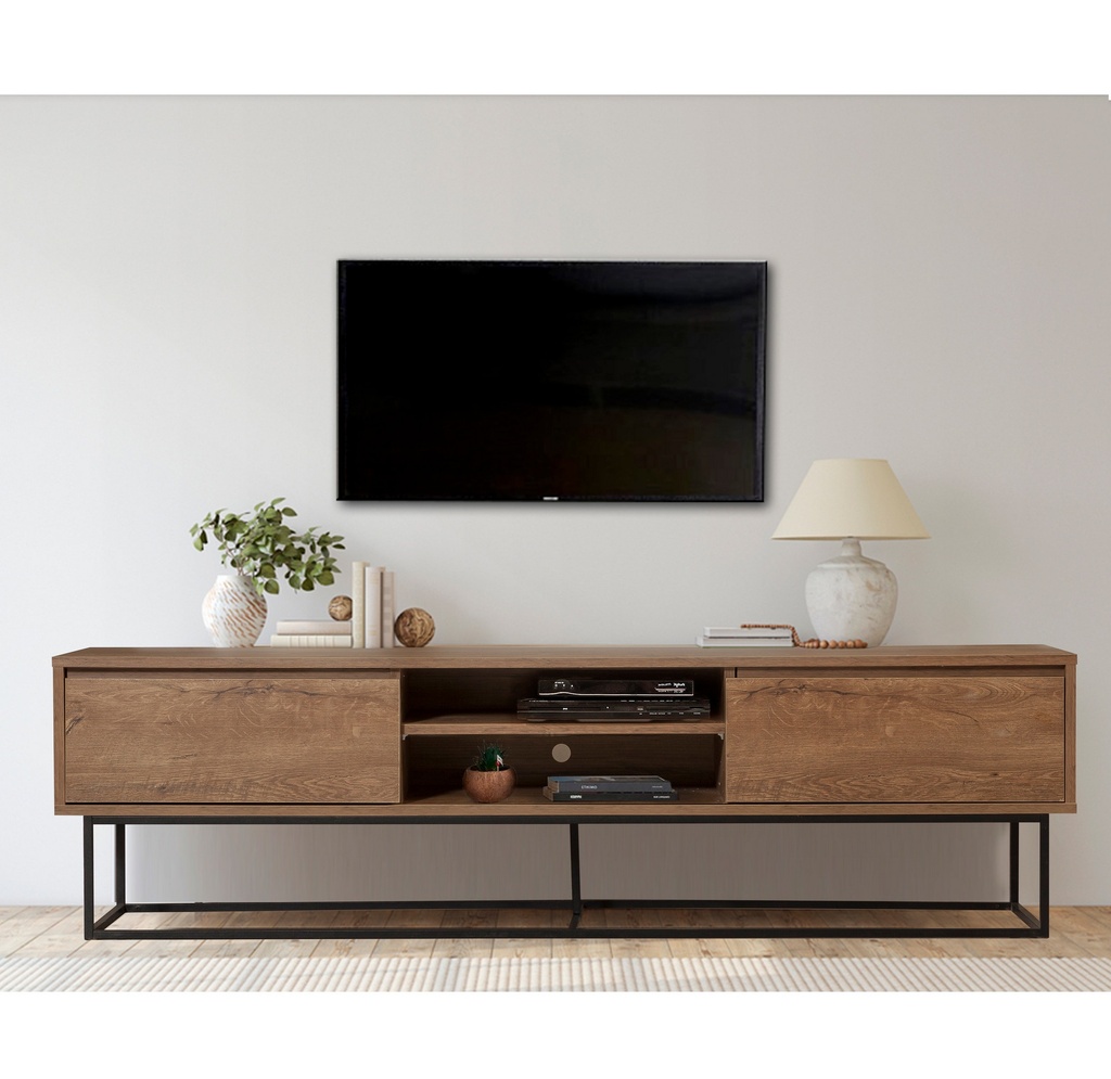 Chic Home Ronja TV-taso 180 cm, tummanruskea/musta