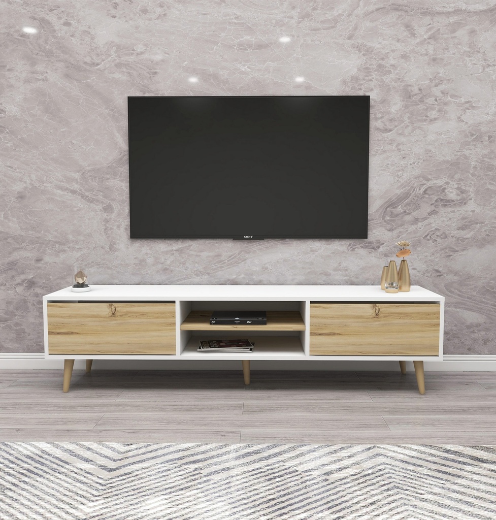 Chic Home Kimi TV-taso 180 cm, valkoinen/ruskea