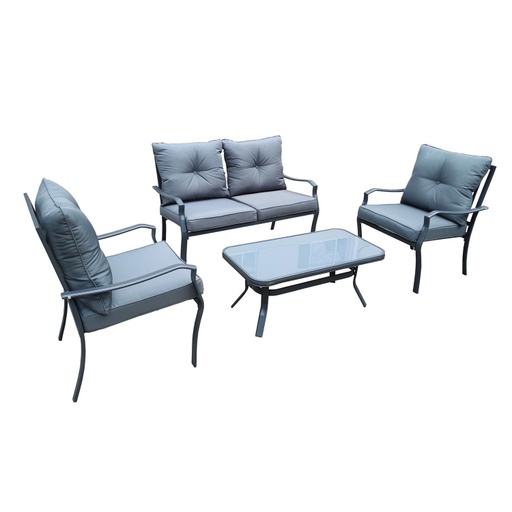 [4741243194038] Puutarharyhmä BOSLER pöytä, sohva + 2 nojatuolia, harmaa