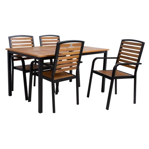 [4741617108937] Puutarharyhmä DALYA pöytä + 4 nojatuolia, ruskea/musta