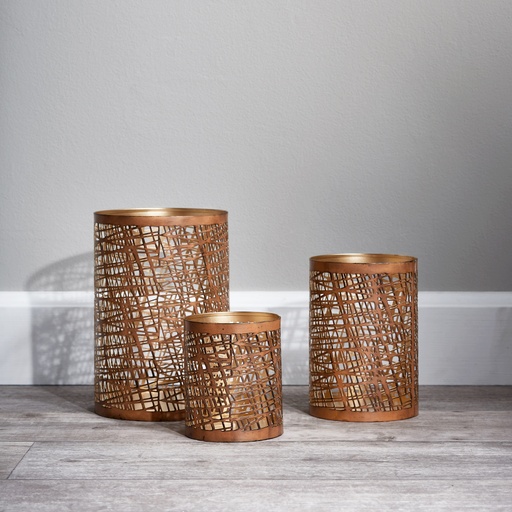 [6417783161387] Taiga metallilyhtysetti, kupari/kulta