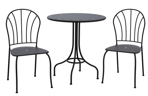 Chic Garden metallinen bistrosetti Angela, pöytä + 2 tuolia, musta
