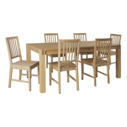 [4741617105769] Ruokailuryhmä CHICAGO NEW pöytä + 6 tuolia, viilutettu puurunko, vaaleanruskea
