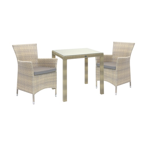 [4741617102898] Parvekeryhmä WICKER pöytä + 2 tuolia, alurunko polyrottingilla, beige