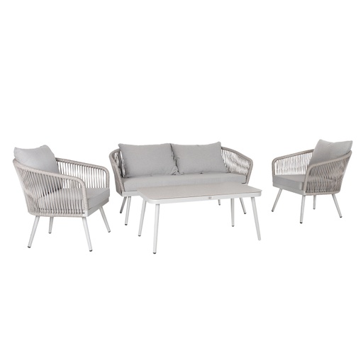 [4741243211759] Puutarharyhmä ECCO pöytä, sohva ja 2 tuolia, alurunko polyrottingilla, harmaa