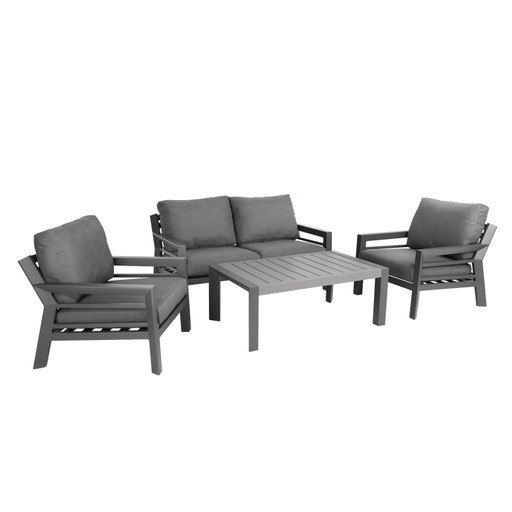 [4741243137073] Puutarharyhmä TOMSON pöytä, sohva ja 2 tuolia, alurunko, tummanharmaa