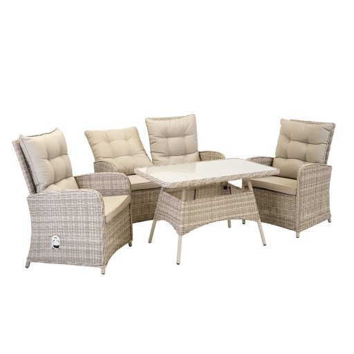 [4741243105348] Sohvaryhmä EMERALD puutarhaan, sohva ja 2 tuolia + pöytä, alurunko polyrottingilla, harmaa/beige