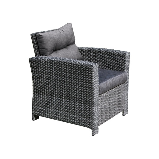[4741243211230] Nojatuoli PAVIA tyynyillä, tummanharmaa muovipunos, säänkestävä
