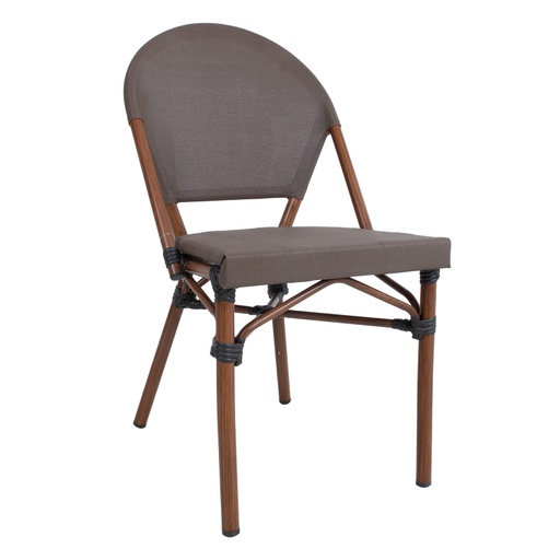 [4741243186354] Puutarhatuoli BAMBUS, alurunko textilinella, bambujäljitelmä, pinottava, tummanruskea