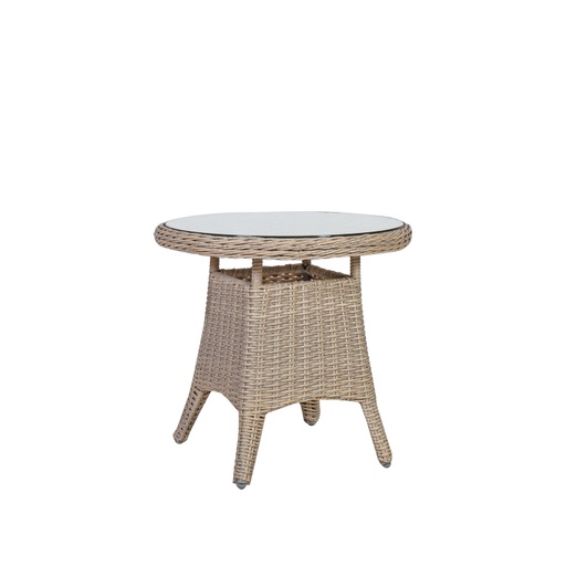 [4741243104976] Pöytä PACIFIC pyöreä 60cm, alurunko polyrottingilla, lasikansi, taupe