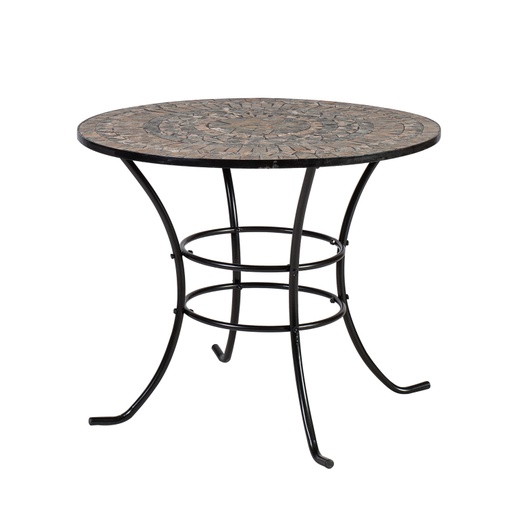 [4741243386686] Pöytä MOSAIC pyöreä 90cm, metallirunko, mosaiikkilevy, musta