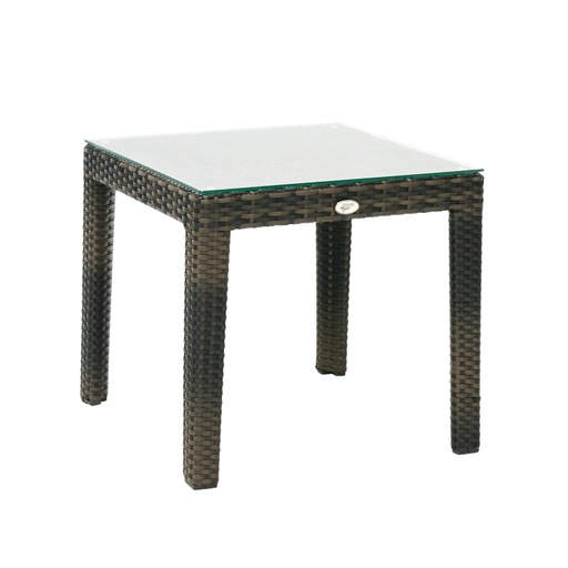 [4741243118096] Apupöytä WICKER lasilevyllä, alurunko polyrottingilla, tummanruskea