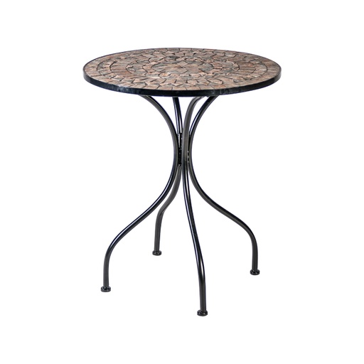 [4741243386648] Pöytä MOSAIC pyöreä 60cm, metallirunko, mosaiikkilevy, musta/kupari