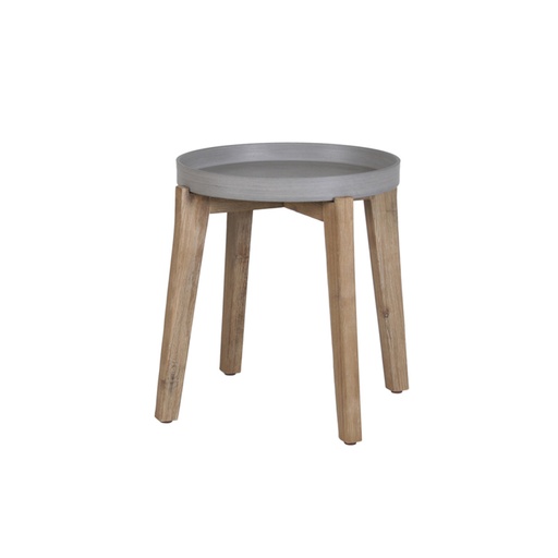 [4741243725171] Apupöytä SANDSTONE H51xK45cm, puujalat, pöytälevy polystonea, harmaa/ruskea