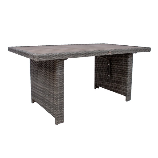 [4741243211094] Pöytä PAVIA 146x83xK67cm alumiinia polyrottingilla, polywood-kansi, ruskea/tummanharmaa