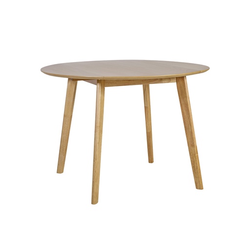 [4741243208612] Ruokapöytä JAXTON pyöreä 106cm, kumipuurunko, viilutettu, vaaleanruskea