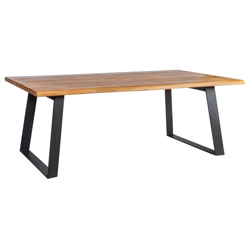 [4741243181120] Ruokapöytä ROTTERDAM 220x100xK75cm, metallijalat, viilutettu, ruskea/musta