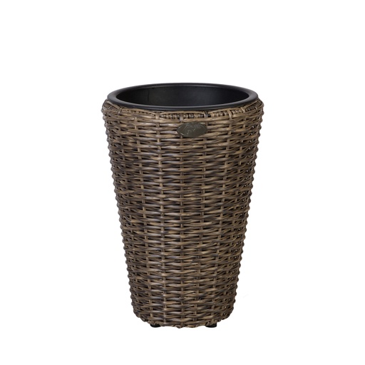 [4741243351226] Kukkaruukunsuoja WICKER H28xK40cm pyöreä, polyrottinkia, tummanruskea