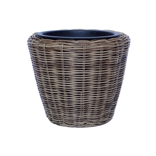 [4741243380356] Kukkaruukunsuoja WICKER H44x36cm pyöreä, polyrottinkia, harmaa