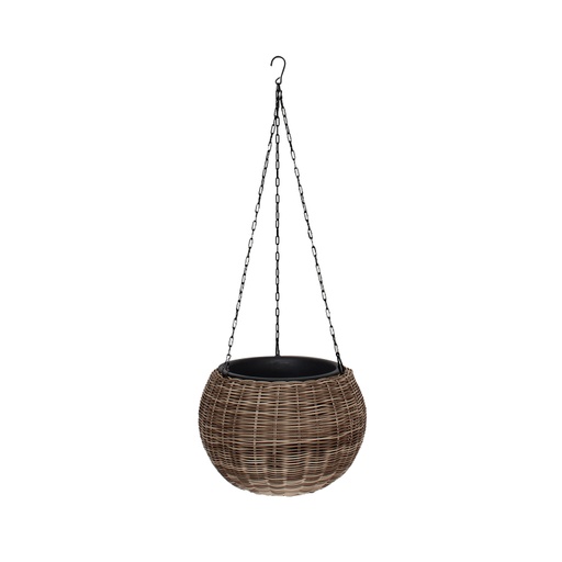 [4741243380745] Kukka-amppeli WICKER H32xK22cm polyrottinkia, ruskea