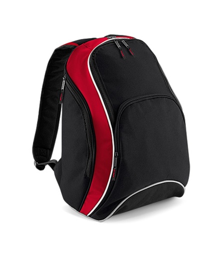 [5060202721795] Bagbase Teamwear Reppu mediataskulla, musta/punainen 21L
