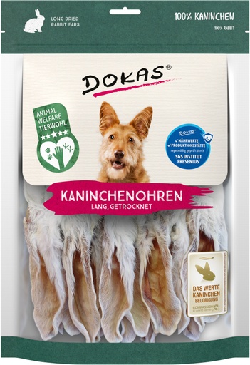[4251276202735] Dokas koiralle kaninkorvat karvalla pitkät 180g