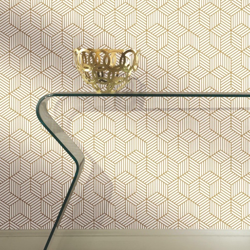 RoomMates Liimaa & Irrota -tarratapetti Hexagon valkoinen/kulta 0,52m x 5,03m