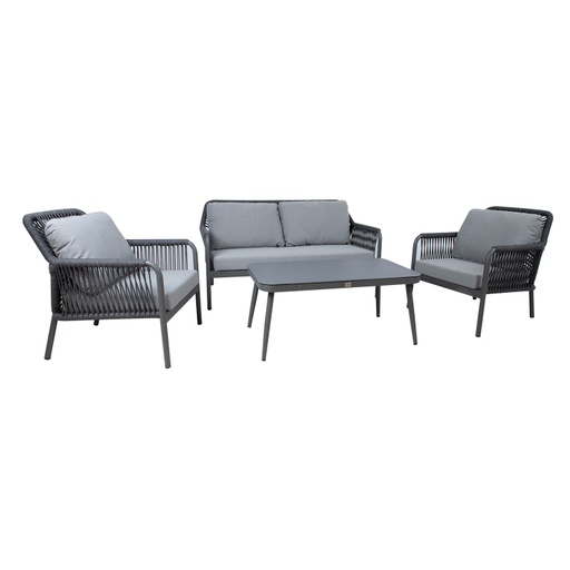 [4741243209282] Puutarharyhmä HELA pöytä, sohva ja 2 tuolia, alurunko polyrottingilla, harmaa