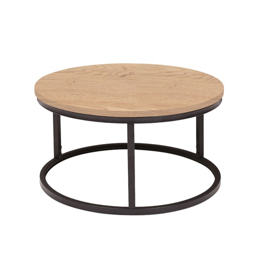 [4741243103641] Sohvapöytä BRITE pyöreä Ø60cm, MDF-levyä, metallirunko, ruskea/musta