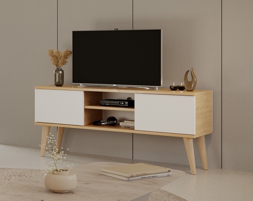 Kocot Toronto TV-taso 120cm, valkoinen/beige