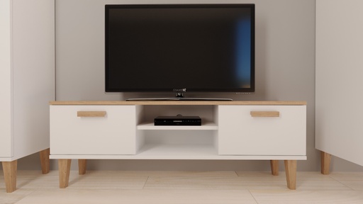 Kocot Denver TV-taso 120cm, valkoinen/beige