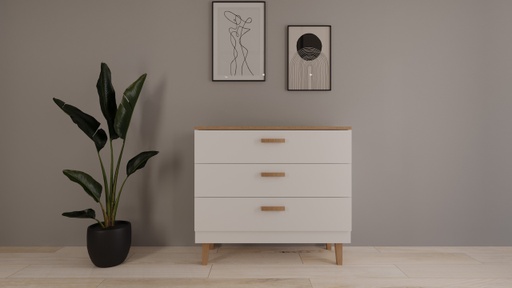 [5903282060494] Kocot Denver lipasto 100cm, 3 laatikkoa, valkoinen/beige