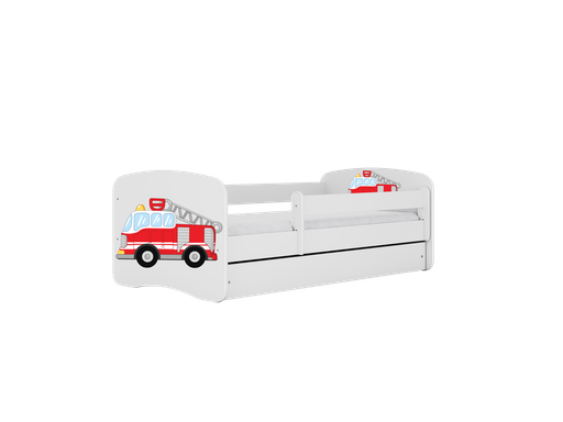 [5903271975471] Babydreams lastensänky 180x80cm säilytyslaatikolla - Paloauto, valkoinen