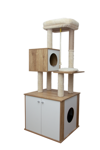 [6417783170921] Viksu kissan kiipeilypuu kaapilla, 2 petiä ja pesä 150cm