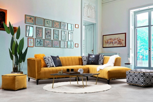 Chic Home Birgitta kulmasohva divaanilla 262x184 cm, keltainen