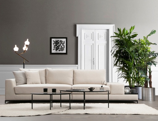 Chic Home Leeni 4-istuttava sohva sivupöydällä 320 cm, valkoinen