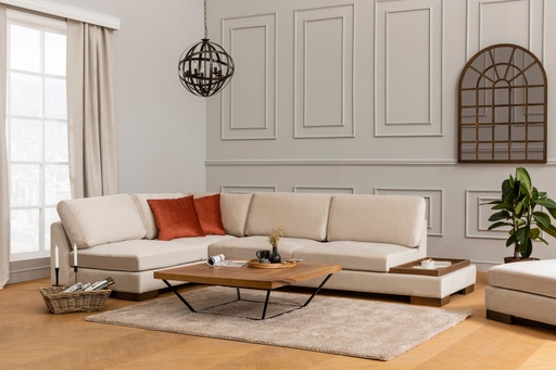 Chic Home Tuire kulmasohva sivupöydällä 313x193 cm L, vaaleanbeige