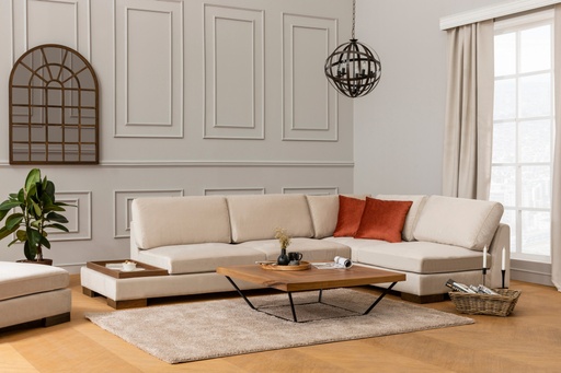 Chic Home Tuire kulmasohva sivupöydällä 313x193 cm R, vaaleanbeige