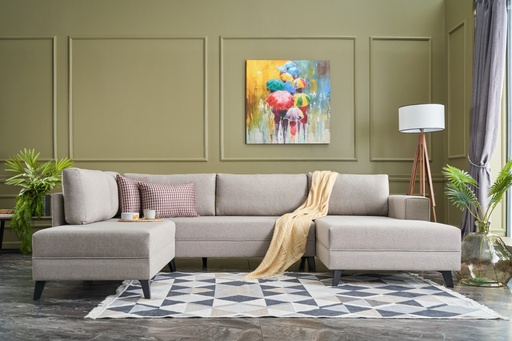 [8682870658929] Chic Home Elsa kulmavuodesohva divaanilla 300x202 cm, vaaleanbeige