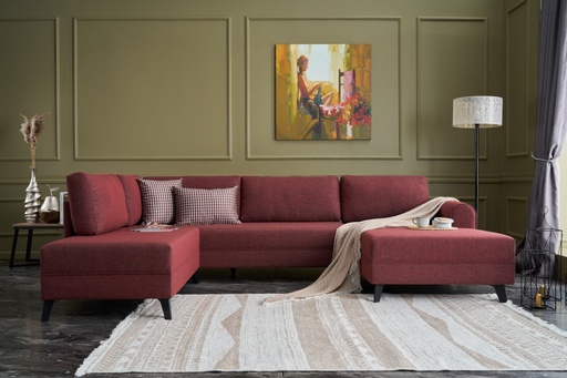 Chic Home Bessi kulmavuodesohva divaanilla 300x202 cm, viininpunainen